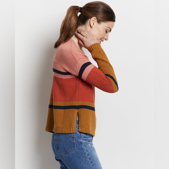 Pendleton Women’s Relaxed-fit Stripe Pullover Sweater Pink Tan Size M NWT - Picture 2 of 8